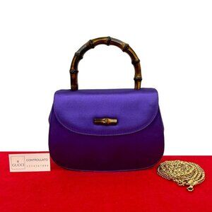 Gucci Vintage Bamboo Satin 2-Way Mini Chain Shoulder Bag